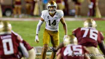Irish's Hamilton, top safety in '22 draft, going pro