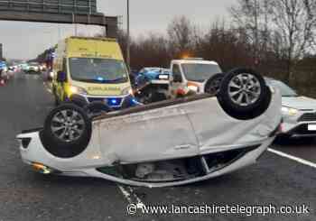 Driver provided above limit breath sample after overturning car on M6