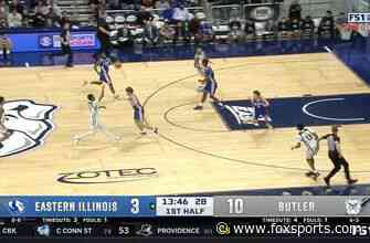 Aaron Thompson connects with Ty Groce on a BEAUTIFUL one-handed alley-oop pass as Butler controls early