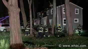 Family 'okay' after trees crashes down on home