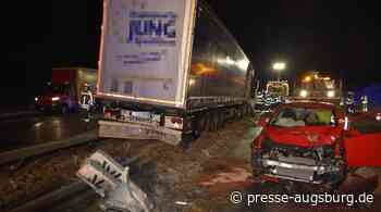 Lkw walzt Leitplanke nieder - Autobahn im Unterallgäu gleicht einem Trümmerfeld | Presse Augsburg - Presse Augsburg