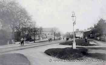 Epping High Street in Victorian times featuring ornate gas lamp
