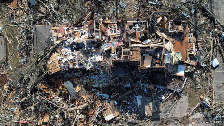Shocking aerial footage shows entire town leveled by tornado