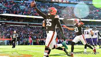 Myles Garrett sets Browns record with sack, forces fumble and scores vs. Ravens
