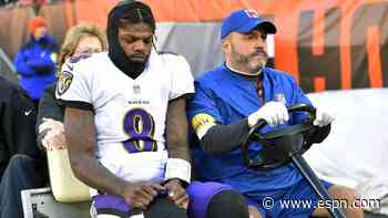 Ravens' Jackson sprains ankle in loss to Browns