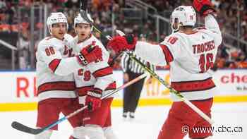 Hurricanes deal 5th loss in a row to struggling Oilers as Aho produces 3-point night