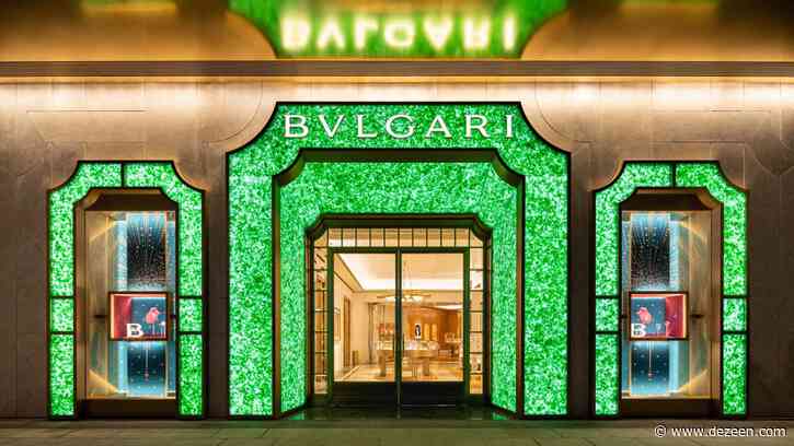 MVRDV creates jade-coloured Bulgari storefront from recycled champagne bottles