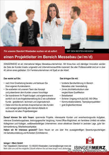Projektleiter (w/m/d) Messebau (Vollzeit | Wiesbaden), Isinger + Merz GmbH, Ingenieurwesen und technische Berufe, Stellenangebot - PresseBox