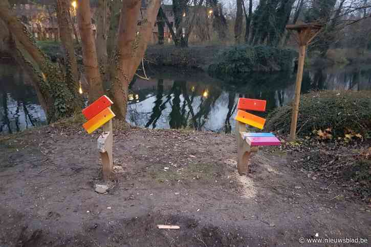 Regenboogbank gevandaliseerd met kettingzaag