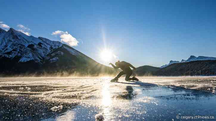 Figure skater Elladj Baldé performs in Calgary to kickstart nationwide outdoor rink rehabilitation initiative