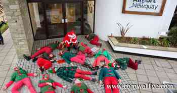 Santa and elves protest as first Eastern Airway Cornwall to London flights take off - Cornwall Live