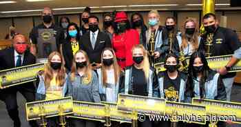 Team USA Olympic Volleyball Gold Medalists join Aurora city leaders in saluting Metea Valley's state champs - Chicago Daily Herald