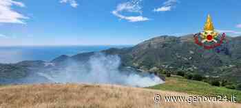 Incendio boschivo sulle alture di Voltri, fiamme vicino ai cavi dell’alta tensione - Genova24.it