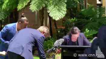 Spider interrupts Australian news conference