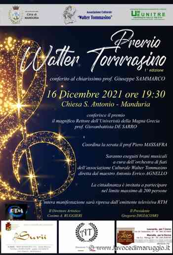 Manduria: va al professor Giuseppe Sammarco il Premio Walter Tommasino, domani la consegna - La Voce di Maruggio
