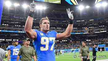 Chargers' Bosa on COVID list, ruled out for Sun.