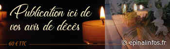 Etat civil : les décès du 6 au 16 décembre - Epinal infos - Epinal Infos