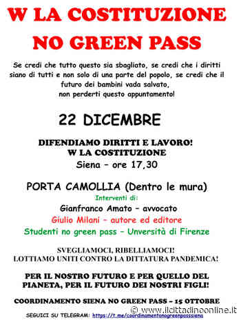 Siena No Green pass organizza una manifestazione per il 22 dicembre - Il Cittadino on line