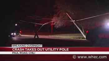 Crash knocks over utility pole in Chili