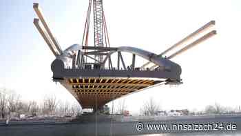 Feingefühl für 160 Tonnen: Neue Harter Brücke am Innkanal bei Waldkraiburg eingehoben