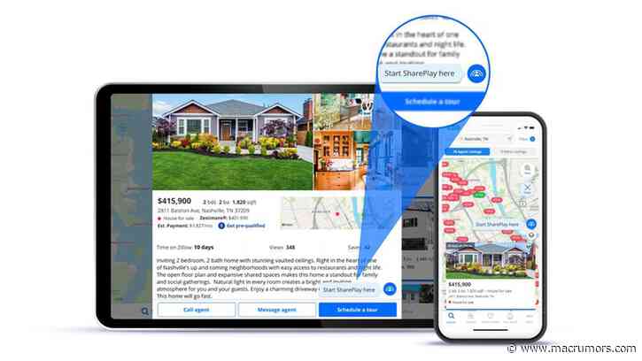 Zillow Adds FaceTime SharePlay Feature for Collectively Browsing Homes
