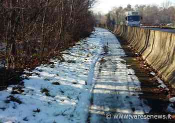 La ciclabile Gallarate-Besnate-Arsago coperta di ghiaccio - varesenews.it