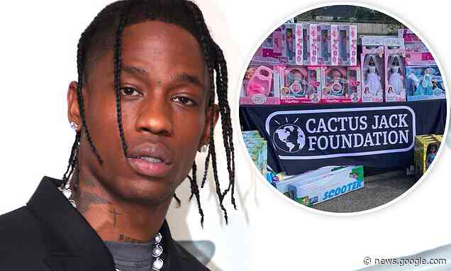 Travis Scott distributes toys to 2,000 kids across his hometown of Houston, Texas - Daily Mail