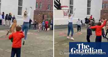 Nothing but net: Third grade teacher makes full court shot – video