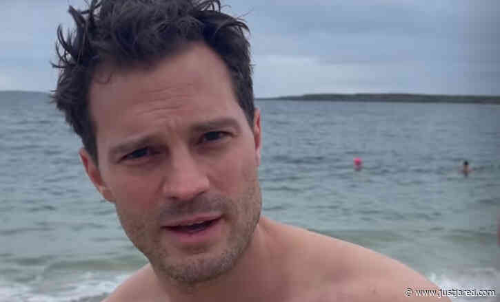 Jamie Dornan Wears Just His Underwear for a Polar Bear Plunge on Christmas Day (Video)
