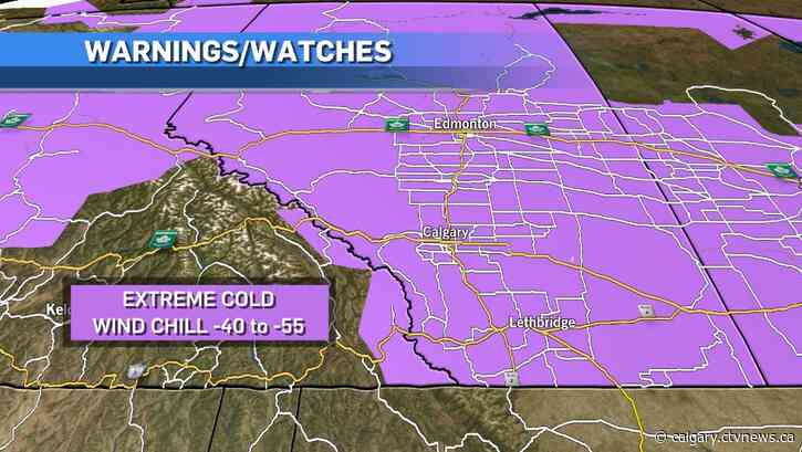 Extremely cold temperatures and wind chills across Alberta