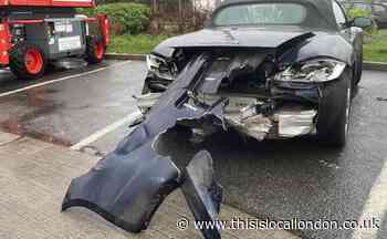 Porsche driver travels 30 miles with car rear hanging off after M25 crash