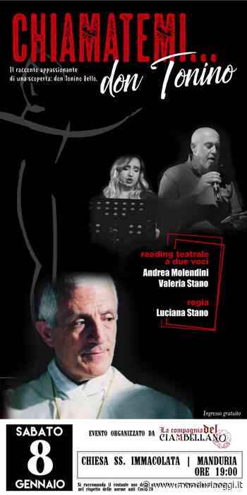 MANDURIA - Sabato 8 gennaio sarà riproposto il reading teatrale su don Tonino Bello della Compagnia del Ciambellano - ManduriaOggi