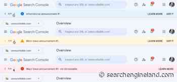 Google Search Console testing announcement bar