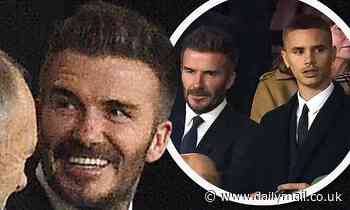 David Beckham sports nasty cut on his nose at football game - Daily Mail