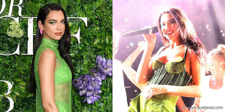 Dua Lipa Glams Up in Green at LuisaViaRoma for UNICEF Party in St. Barts