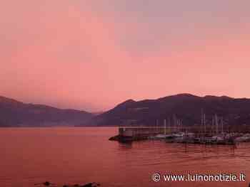 Un'alba rosa colora il lago e Luino, la foto è di Simone Riva Berni - Luino Notizie
