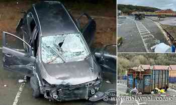 Travellers who barricaded in local residents leave behind trail of destruction - Daily Mail