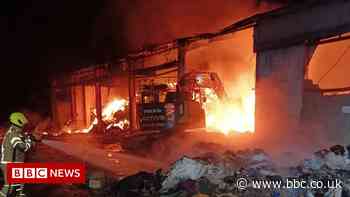 Braintree industrial blaze: Firefighters remain at scene