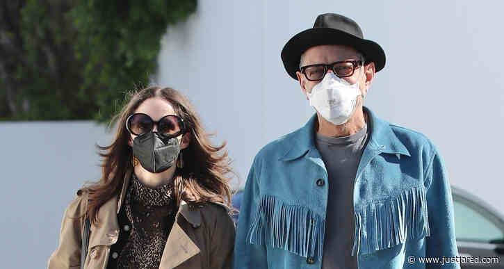Jeff Goldblum Sports Fringed Jacket to Lunch with Wife Emilie