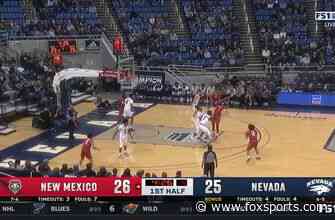 New Mexico’s Jaelen House drains a step-back three-pointer as the shot clock expires