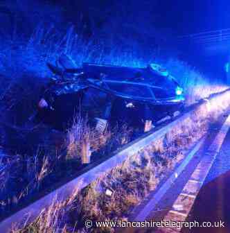 Can flips over crash barrier in M6 smash