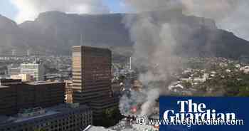 Cape Town fire: smoke rises as parliament burns – video