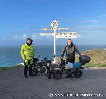 Austin James, Jago Carveth, Cornwall charity Monkey Bike ride - Falmouth Packet
