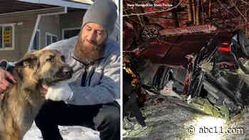 Dog leads police officers to crash on I-189 in New Hampshire