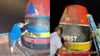 Crews Working to Repair Key West's Southernmost Point Buoy Damaged by Vandals