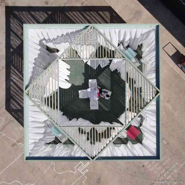 The Center Won't Hold is a geometric pavilion designed to optimise public space