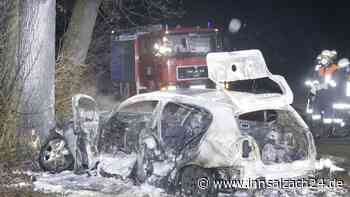 BMW-Fahrer (22) kracht bei Polling gegen Baum – Auto brennt komplett aus