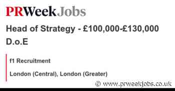f1 Recruitment: Head of Strategy - £100,000-£130,000 D.o.E