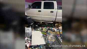 Stolen pickup truck smashes through gas station south of Edmonton - CTV News Edmonton