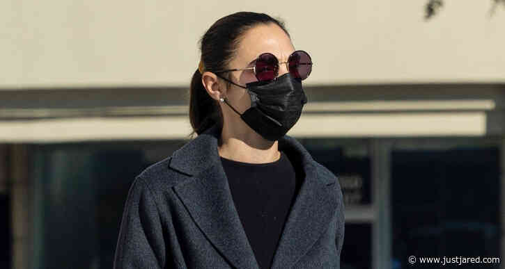 Gal Gadot Wears Face Mask & Long Black Coat While Out Running Errands